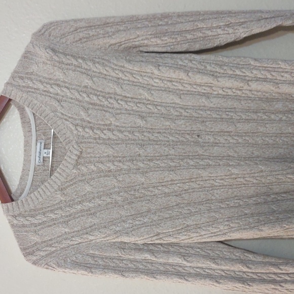 USED CROFT & BARROW CREAM SWEATER SIZE M HAS HOLE IN FRONT 100% COTTON - Picture 5 of 10